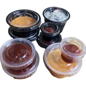 Transparent/noir personnalisé 0.75 oz 1oz 1.5oz 2oz 3.25oz 4oz 5 oz 5.5 oz tasse à Souffle en plastique tasse à Portion de Sauce jetable