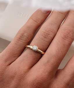 Diamond Stackable <b>Ring</b> 14K Solid Gold Bezel Round Cut Lab Grown Minimalist Everyday Wear Solitaire Chunky Band B2B Factory Price - Product Image 1