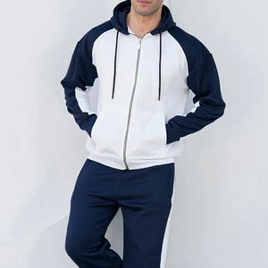 Ensembles de survêtements pour hommes en coton 100% tendance, style streetwear, coupe ample, fermeture éclair, décontractés, pour l'hiver - Product Image 1
