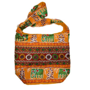 Vintage Bohemian Hand Embroidered Gujarati Shoulder Bag Eco Friendly Canvas Tote Handmade Ethnic Geometric Pattern Open Closure - Product Image 1