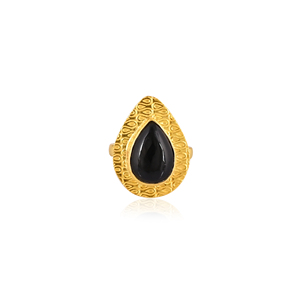 Black Onyx <b>Ring</b> Handmade <b>Adjustable</b> Stylish Brass Jewelry for Women - Product Image 1