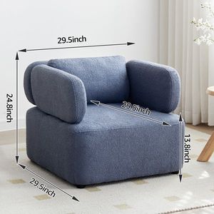 Fauteuil de lecture en velours Teddy de style Mid-Century, chaise d'appoint avec coussins épais, siège rembourré en coton, canapé de salon - Product Image 6