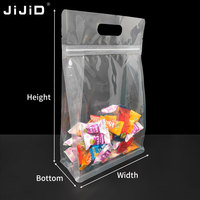 JIJID Sachet alimentaire personnalisé en plastique transparent, à fond plat, avec fermeture éclair et poignée, pour riz et farine, scellé sur huit côtés, givré