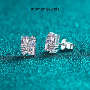 14K Solid Gold <b>Emerald</b> Cut Moissanite <b>Stud</b> <b>Earrings</b> 2.3 CTW Classic Basket Design Rhodium Plated Fine Jewelry - Product Image 4