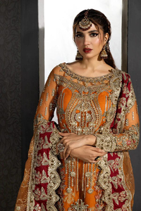 Robe de mariée longue évasée Mishkat Couture pour femme avec dupatta multicolore et ensemble pantalon, écologique, longueur ras du sol, manches longues - Product Image 2