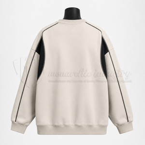 Sweat-shirt à col rond surdimensionné pour homme, avec empiècements contrastés, style streetwear, pull minimaliste, sweat-shirt en coton de style techwear - Product Image 2