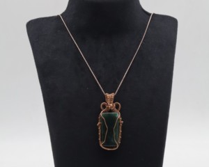 Collar de ágata natural con colgante envuelto en alambre de cobre |   Collar de Piedras Preciosas Estilo Boho Hecho a Mano - Product Image 3