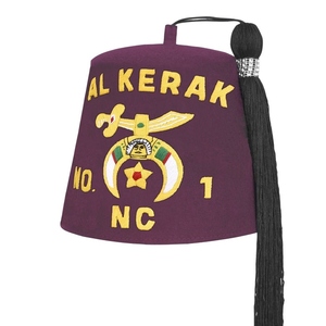 Shriners Burgundy Waterproof Wool Fez Cap with Silk Embroidery Premium Handmade Casual Fraternal Headwear - Product Image 1