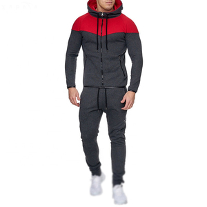 Men's Autumn Color Blocking Tracksuit Set Full-<b>Zip</b> <b>Hooded</b> Jogging Suit With Side Pockets Polyester Cotton Casual Wear - Product Image 4