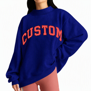 เสื้อสเวตเชิ้ตผ้าฟลีซคอเต่าทรงหลวมแบบดรอปโชว์เดอร์สำหรับผู้หญิง สีกรมท่า สวมใส่สบาย อุ่นสบาย ขายส่ง แบรนด์ USA UK Europe EU - Product Image 1