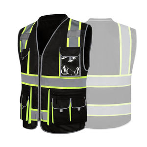 Chaleco de Seguridad al por Mayor 100% Poliéster para Hombre, Chaqueta de Seguridad Reflectante Negra para el Trabajo, Chaleco de Trabajo para Hombre con Características de Seguridad - Product Image 4