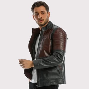 Veste de motard en cuir d'agneau pour homme, hiver - Product Image 2