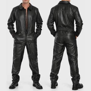Overol de Aviador de Cuero Genuino Negro para Hombre, Traje de Vuelo Hecho a Mano, Overol de Motociclista - Product Image 5