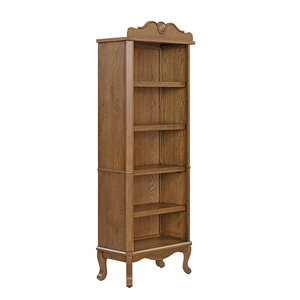 French Provincial <b>Solid</b> Teak <b>Wood</b> <b>Bookcase</b> 5 Tier Open Display Shelf with Cabriole Curved Legs - Product Image 2