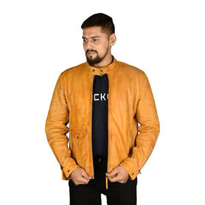 Veste en cuir véritable pour homme, style motard vieilli, marron, coupe ajustée, manteau de moto vintage pour homme, vêtement d'extérieur en cuir - Product Image 1