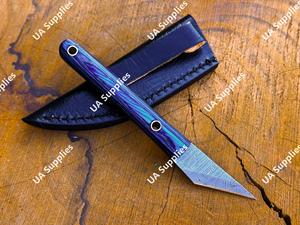 Cuchillo de Cuello Estilo Kiridashi de Acero de Damasco Premium, Afilado como una Navaja, Hoja Fija de 2 Pulgadas, Cuchillo Utilitario Miniatura, Cuchillo EDC de Transporte Legal - Product Image 2