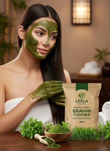 Poudre de Brahmi pure naturelle, poudre d'herbes ayurvédiques pour les soins des cheveux, des soins de la peau, le bien-être et les applications cosmétiques - Product Image 5