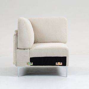 Divano Componibile Beige con Modulo Angolare e Modulo Centrale per Soggiorno - Product Image 3