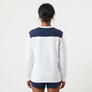Sudadera de Cuello Redondo para Mujer, Blanca con Estampado de Letras Azul Marino, Corte Regular, Sudadera de Algodón Tejido para Otoño - Product Image 3