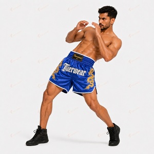 Shorts de Muay Thai 180 GSM en satin, pour la boxe thaï et le kickboxing, légers, respirants, séchage rapide, fentes latérales, pour adultes - Product Image 3