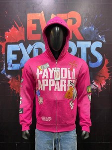 Sudadera con capucha de hombre personalizada, estilo lavado, con cremallera completa, pedrería y rayas laterales estampadas, de gran tamaño, estilo Hip Hop Streetwear, chaqueta con cremallera, ¡la más vendida! - Product Image 5