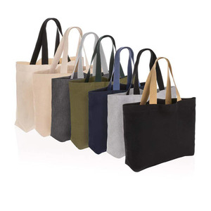 Sac fourre-tout classique en coton uni |   Sac de courses réutilisable à longue poignée |   Cadeau promotionnel écologique pour marché de produits alimentaires - Product Image 2