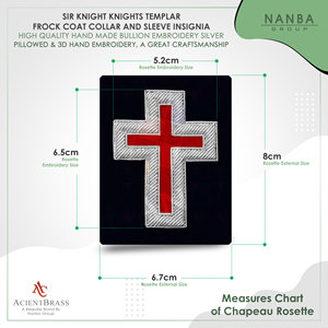 เสื้อคลุมฟร็อกโค้ทอัศวินเทมพลาร์พร้อมเครื่องหมายที่แขนเสื้อสีเงิน |   ตราอัศวินเทมพลาร์แบบกำหนดเอง - Product Image 4