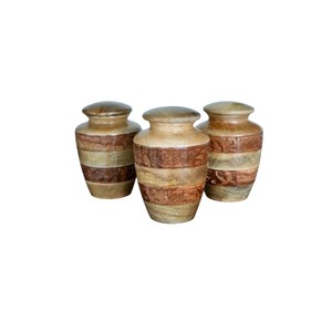 Handcrafted <b>Large</b> Wooden Cremation Urn For Adult Human Ashes Mango Wood Funeral Memorial <b>Jar</b> Decorative Carved Design - Product Image 1
