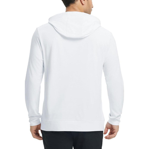 Plain White <b>Men's</b> Pullover Hoodie Drawstring Regular Fit Casual Winter Digital Printing 100% Cotton Everyday Sweatshirt - Product Image 3
