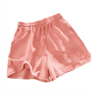 Shorts Casuales de Punto para Mujer, Color Verde Oliva Sólido, Cintura Elástica con Bolsillos, Transpirables, Corte Regular, Talle Medio, Tela de Algodón - Product Image 4