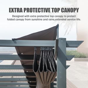 Pergola da Giardino in Alluminio 11 X 20 FT, Resistente alle Intemperie, con Tettoia Retrattile per Patio, Griglia e Gazebo per Vivere All'Aperto - Product Image 4