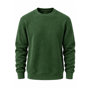 <b>Men</b> Waffle Knit Sweatshirt Textured Crew Neck Long Sleeve Pullover Casual <b>Thermal</b> <b>Top</b> Custom OEM Activewear Manufacturer Factory - Product Image 1