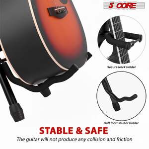 5Core Guitar Stool 3.15" <b>Padded</b> <b>Chair</b> Foldable Heavy Duty Music Seat Built in Foot Rest Guitar Stand - Product Image 5
