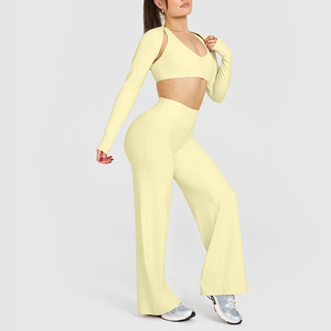 Conjunto Deportivo de Yoga de Tres Piezas Reversible, Corte Ajustado, Manga Larga, Ecológico, Transpirable y Ligero para Mujer, para Correr al Aire Libre - Product Image 1
