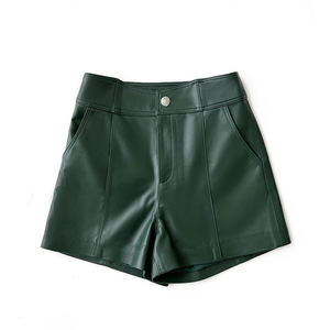 PIHA SPORTS Women's Mid Waist Genuine Leather Casual Wide Leg <b>Waterproof</b> Quick Dry Eco-Friendly Button Fly <b>Shorts</b> for Teen - Product Image 6