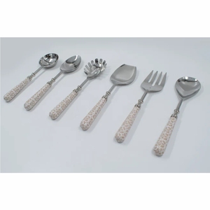 Juego de utensilios de servir modernos en oro mate, cucharas grandes y ranuradas de acero inoxidable para ensalada, pasta, herramientas de cocina. - Product Image 3