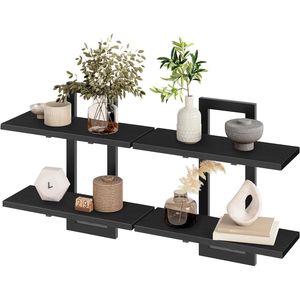 Set di Mensole Galleggianti a 2 Livelli da 15 Pollici per Bagno e Soggiorno, Montaggio a Parete - Product Image 1