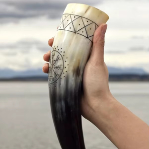 Premium Horn Mug Handcrafted Viking <b>Drinking</b> Cup Natural Polished Finish for Beer Mead Whisky Unique <b>Bar</b> Accessory - Product Image 1