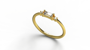 Minimalist 18K Gold Baguette And Round Diamond <b>Ring</b> <b>Stacking</b> Band Eternity Promise <b>Ring</b> Fine Jewelry for Women - Product Image 2