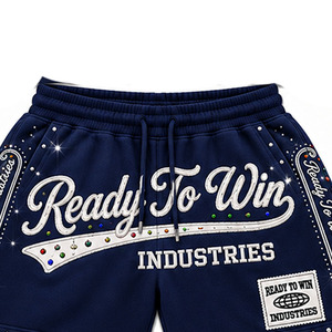 ชุดวอร์มฮู้ดดี้ Ready To Win Industries ลายพิมพ์กลิตเตอร์ประดับเพชร แขนยาว ซิปหน้า มีกระเป๋า สีน้ำเงินกรมท่า สไตล์สตรีทแวร์ สำหรับผู้ใหญ่ - Product Image 3