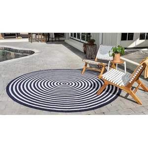 Alfombra Redonda Trenzada de Yute Natural y Negro Hecha a Mano – Alfombra Ecológica para Sala de Estar - Product Image 5