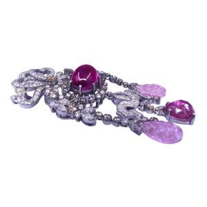 Broches et colliers unisexes plaqués or avec diamants et tourmalines - Product Image 2