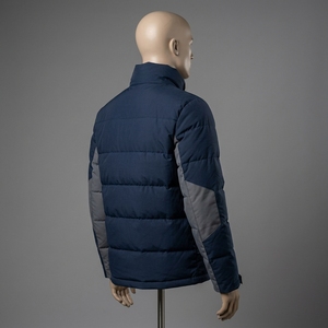 <b>Men</b> Padded Winter <b>Jacket</b> High Collar Quilted Color Block Outdoor Warm Zip Up Coat <b>Reflective</b> Sleeve Panel OEM ODM - Product Image 2