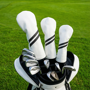 Housse de tête de club de golf en cuir PU imperméable de haute qualité, couleur unie, broderie de logo personnalisée, fermeture élastique auto-fixante - Product Image 5