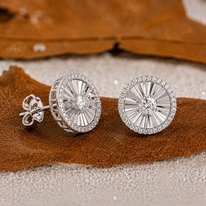 Boucles d'oreilles clous en diamant brillant de 0,50 carat, cultivé en laboratoire, taille Sun Burst, en or massif 14K, plaqué or, certifié IGI, cadeau pour mariage ou fête - Product Image 1
