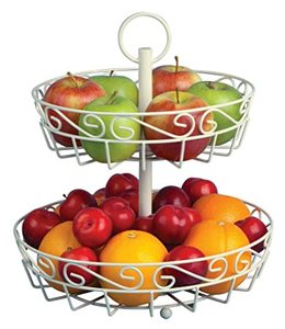 Modern 2-Tier Iron Fruit <b>Basket</b> for Kitchen Countertop <b>Large</b> Capacity Metal Wire Vegetable Holder & Decorative Storage Stand - Product Image 5