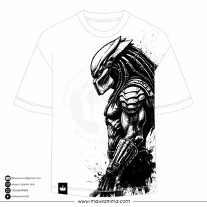 T-shirt à manches courtes pour homme, imprimé Predator blanc, col rond, jersey décontracté, coupe régulière, respirant, imprimé numérique - Product Image 5