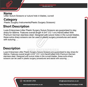 กรรไกรตัดไหมแบบโค้งพร้อมรูเย็บ เครื่องมือผ่าตัด สแตนเลสสตีล ตัดได้อย่างแม่นยำ เครื่องมือทางการแพทย์ - Product Image 5