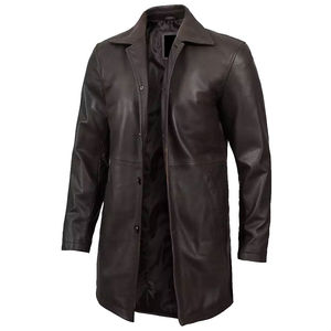 Meilleur prix de gros pour manteau en cuir pour homme, manteau long d'hiver, sur mesure, de haute qualité, style décontracté, poches latérales, tendance - Product Image 6