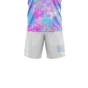 Ensemble maillot et short de football tie-dye personnalisé, impression par sublimation, séchage rapide, 100 % polyester, unisexe adulte, col rond, manches courtes - Product Image 4